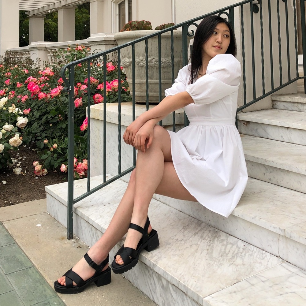 Fairycore white puff sleeved dress
